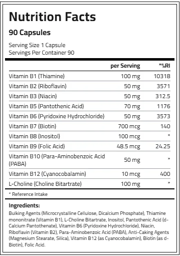 VITAMIN B COMPLEX 90 VEGGIE TABLETS